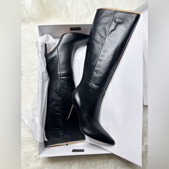 VERONICA BEARD Lisa Tall Black Pointed Toe Leather Boots Knee High New 9 - Picture 9 of 11